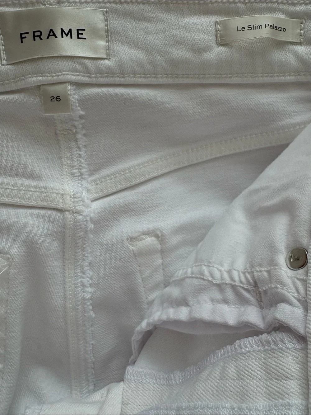 Frame Le Slim Palazzo Denim White Size 26 Blanc Full Length Jeans - Picture 9 of 10